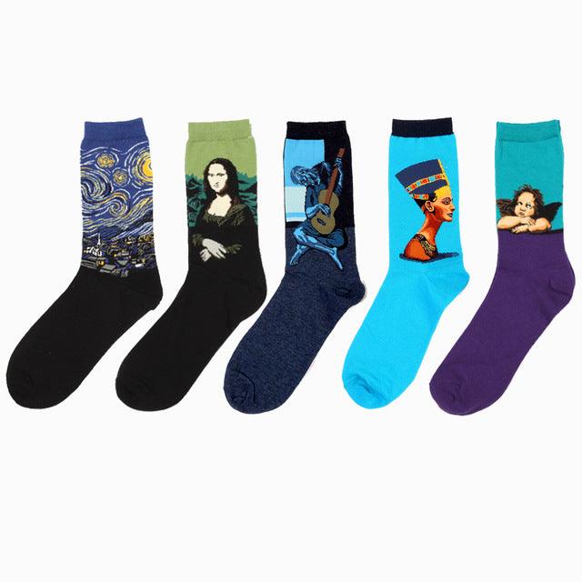 Novelty Retro Oil Paintings Art Socks 5 Pairs/Set - Art Store