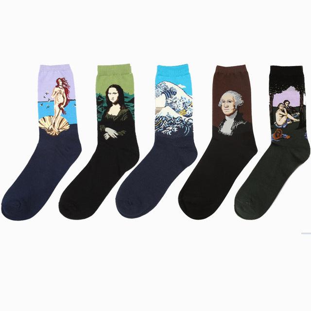 Novelty Retro Oil Paintings Art Socks 5 Pairs/Set - Art Store