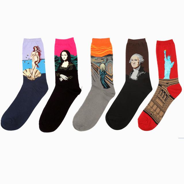 Novelty Retro Oil Paintings Art Socks 5 Pairs/Set - Art Store