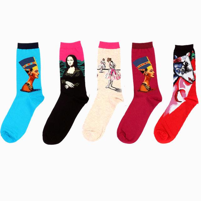 Novelty Retro Oil Paintings Art Socks 5 Pairs/Set - Art Store