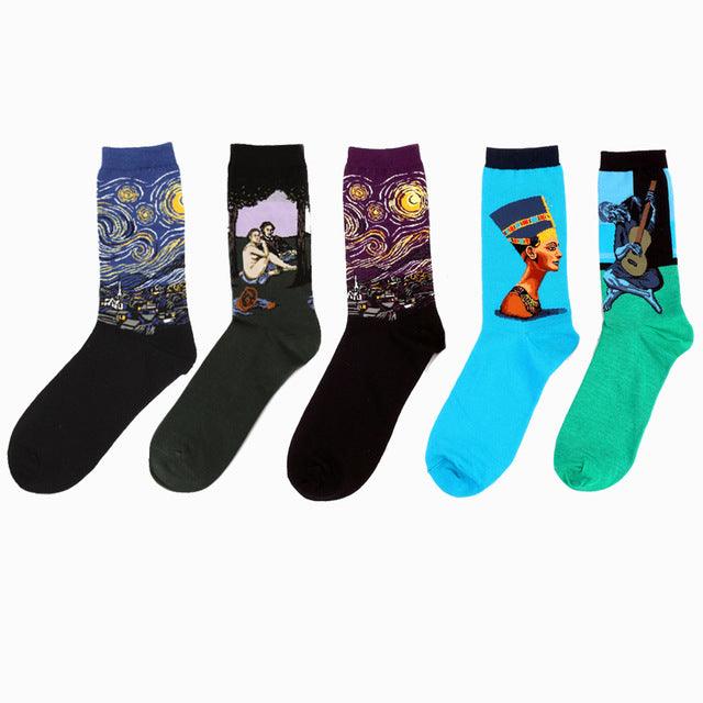 Novelty Retro Oil Paintings Art Socks 5 Pairs/Set - Art Store