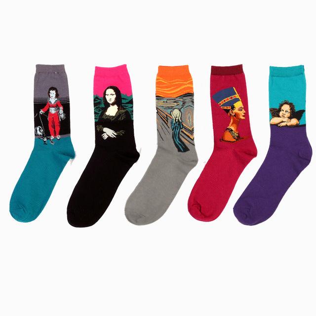 Novelty Retro Oil Paintings Art Socks 5 Pairs/Set - Art Store