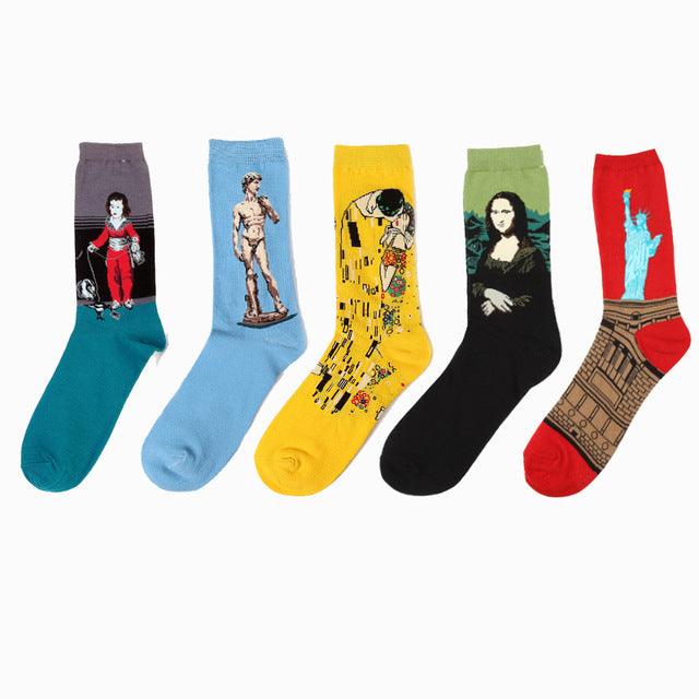 Novelty Retro Oil Paintings Art Socks 5 Pairs/Set - Art Store