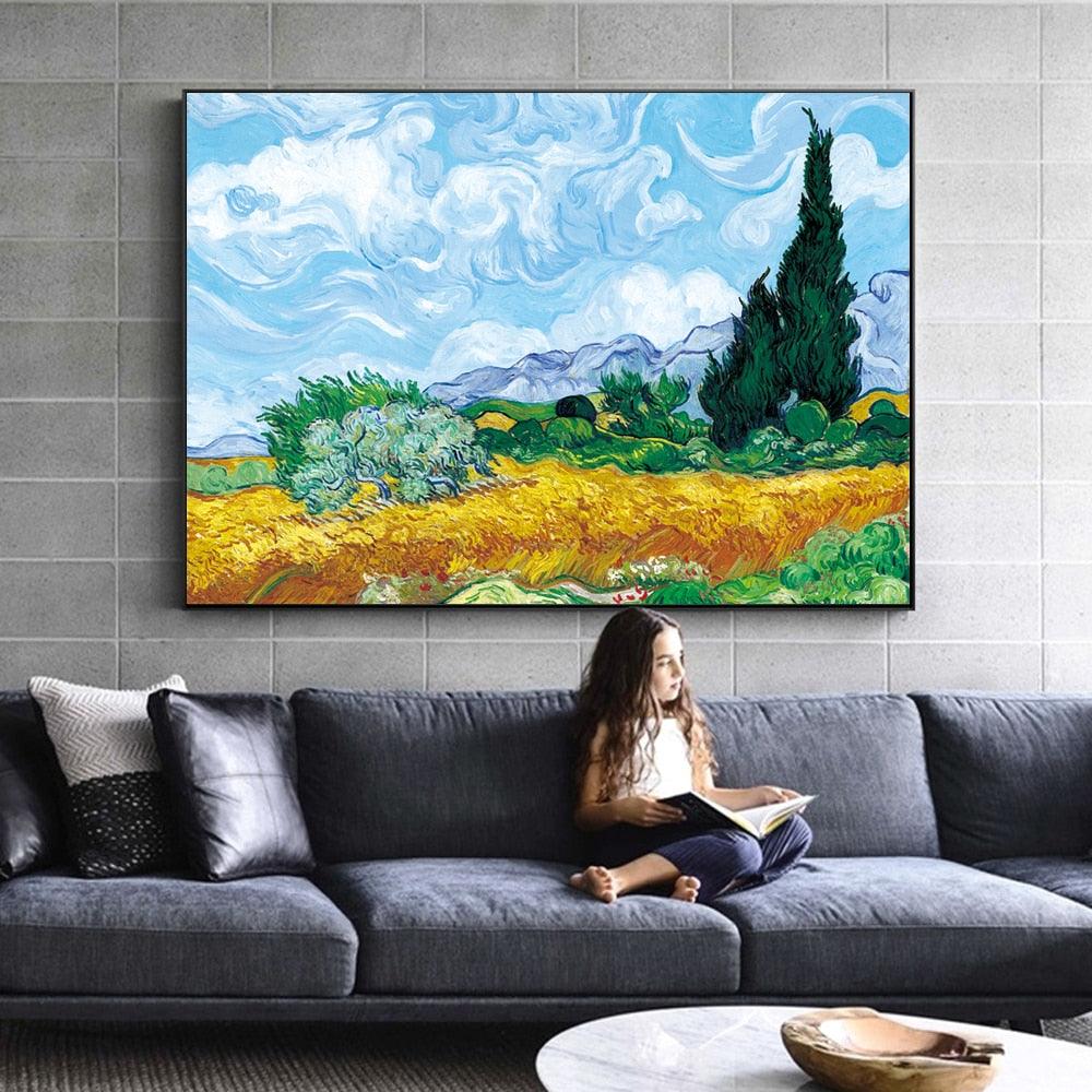 Van Gogh 'Wheatfield With Cypresses' Wall Art - Art Store