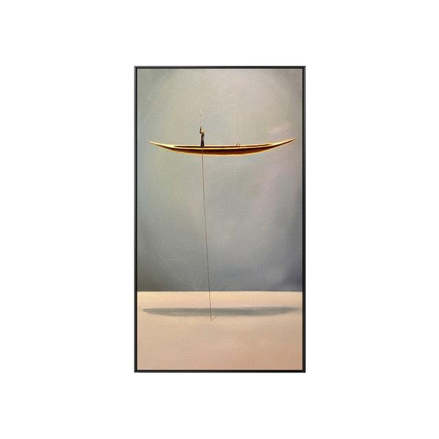 'Artistic Man On A Golden Boat' Wall Art - Art Store