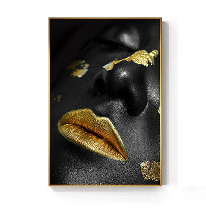 Black and Gold Lady Canvas Wall Art - Art Store