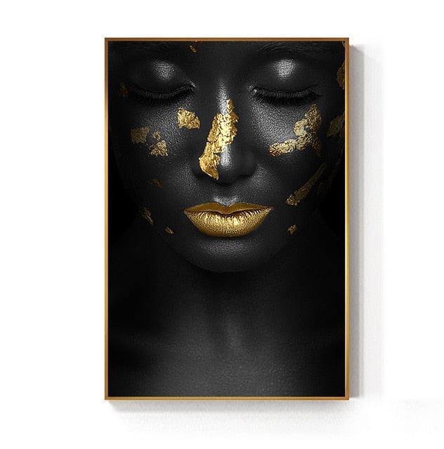 Black and Gold Lady Canvas Wall Art - Art Store