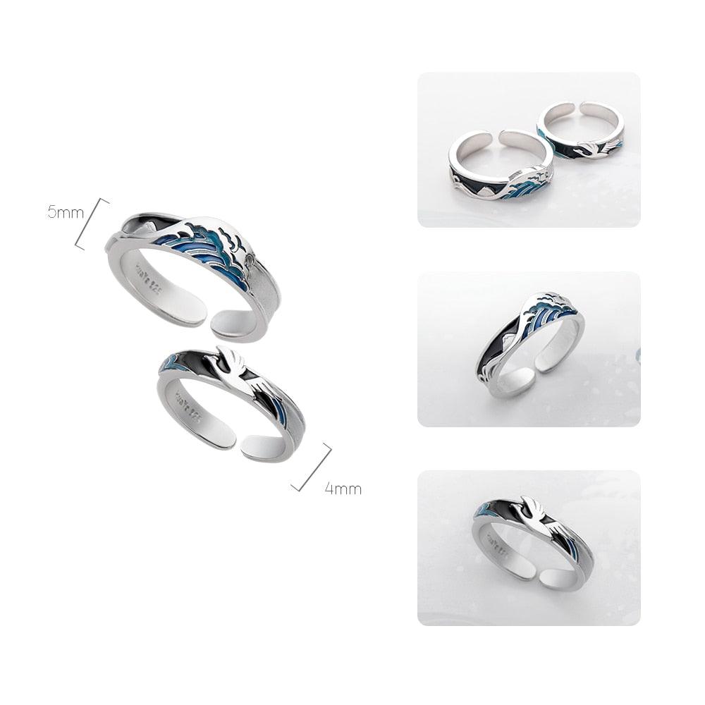 Ocean surf Couple Rings - Art Store