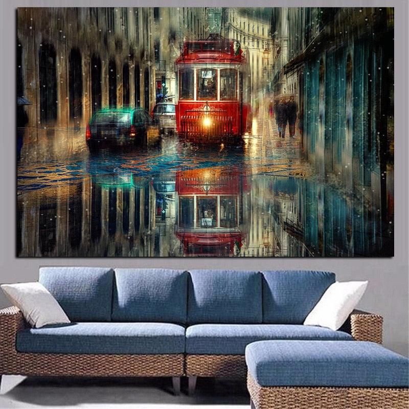 Impressionist Rainy Streetscape Wall Art - Art Store