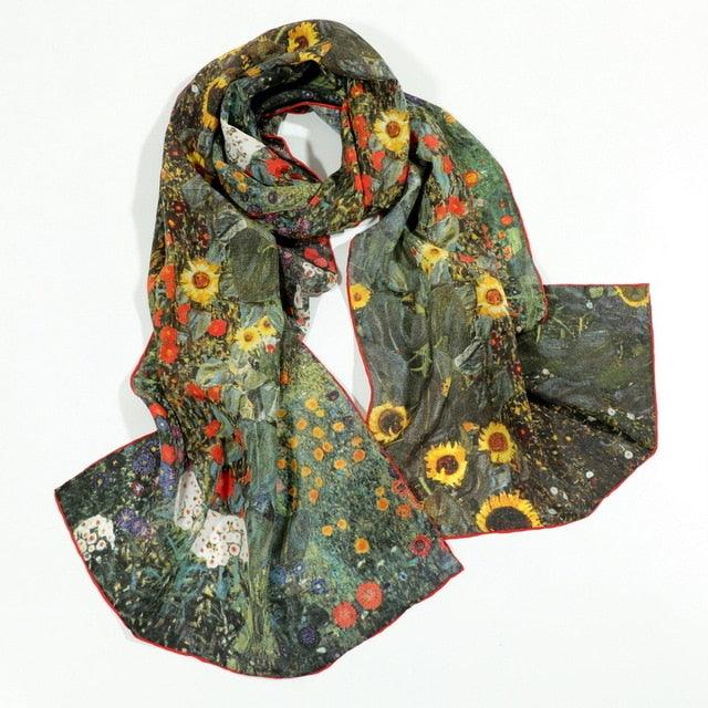 Famous Oil Painting Inspired 100% Silk Scarves - Art Store