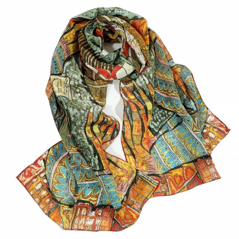 Famous Oil Painting Inspired 100% Silk Scarves - Art Store