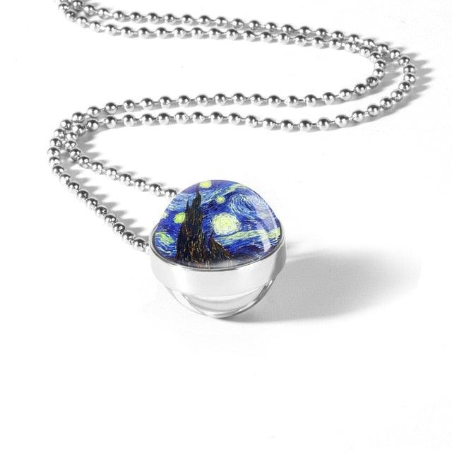 Starry Night Glass Dome Necklace - Art Store